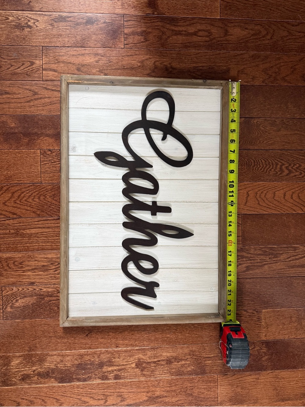 Gather Wall Sign - Rustic White and Black Home Decor